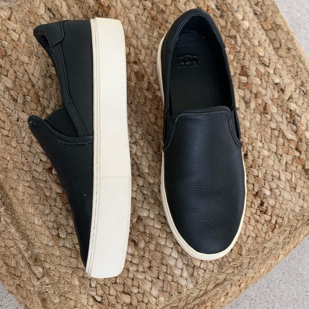 UGG Black Slip-On Leather Shoes